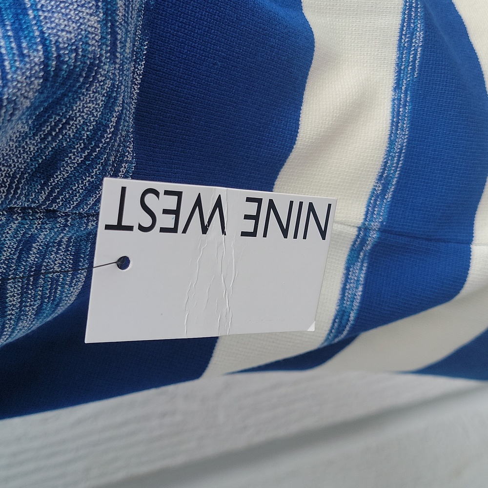 NINE WEST Blue/White striped Sleeveless Mock Neck Top, sz S NWT - Picture 3 of 10